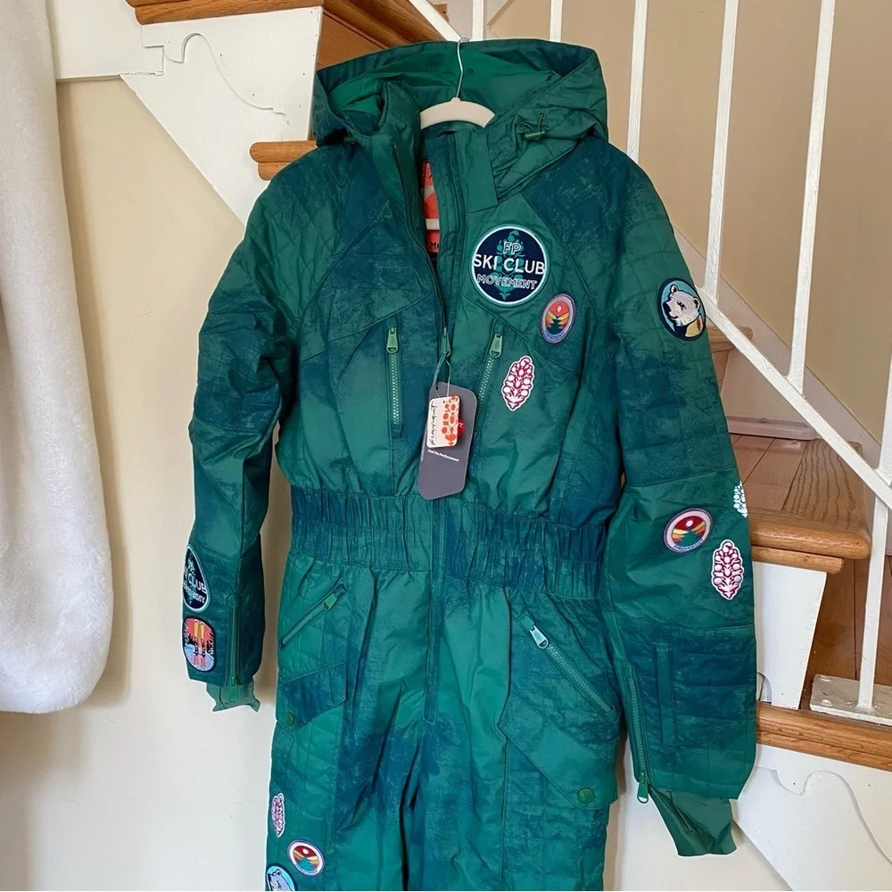 NWT Free People Movement All Prepped Patch Ski Suit Green Medium